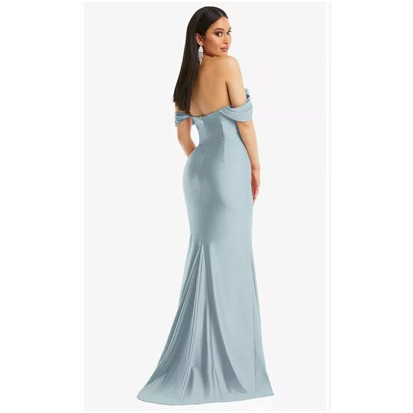 Cynthia & Sahar Small Off-the-Shoulder Corset Stretch Satin Mermaid Dress CS101 - Picture 3 of 4